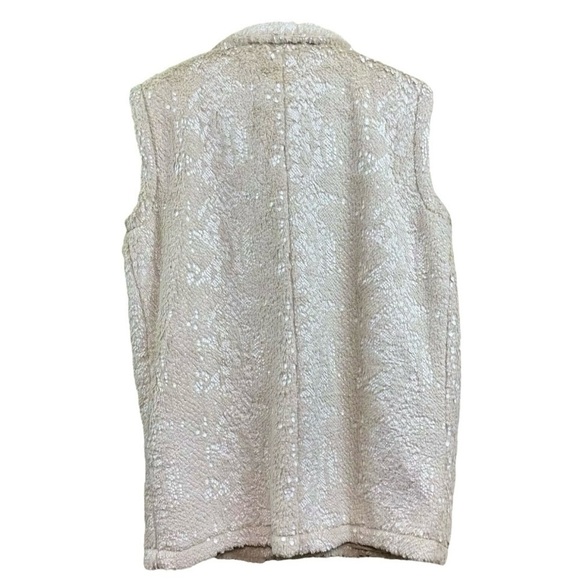 AMS Pure Faux Fur Shimmer Sleeveless Vest Jacket Beige Cream Ivory Size US 6 - Picture 2 of 8